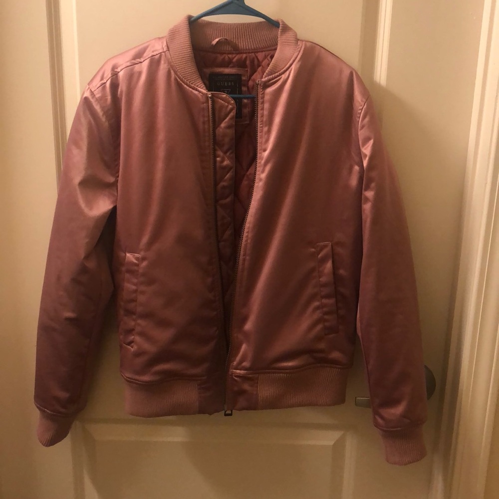 Satin pink guess bomber